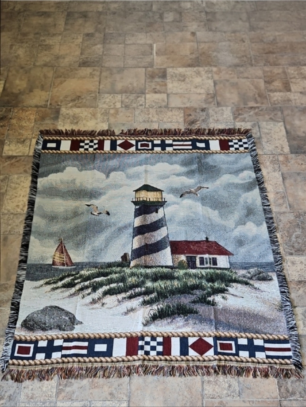 Vintage Lighthouse Tapestry Woven Throw